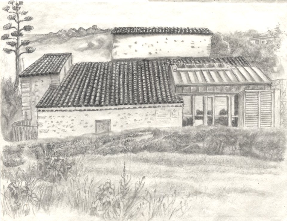 Dessin sur le motif du Moulin-musée de Callas 