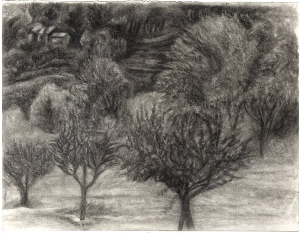 Dessin sur le motif du paysage vu du Moulin-musée de Calla… 