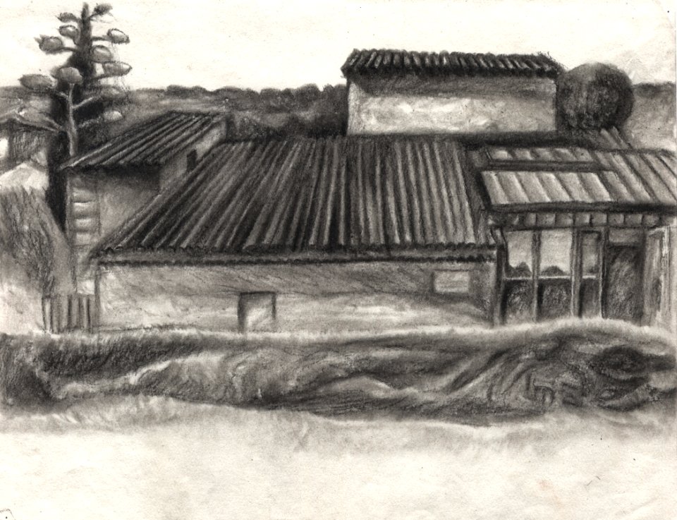 Dessin sur le motif du Moulin-musée de Callas 