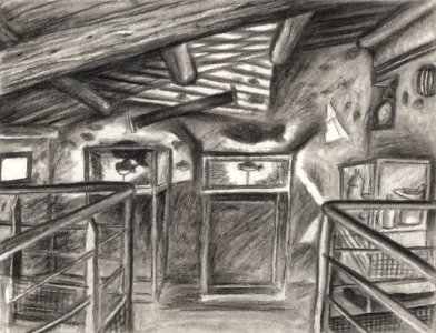 Dessin sur le motif de la salle des bassins de décantation… 