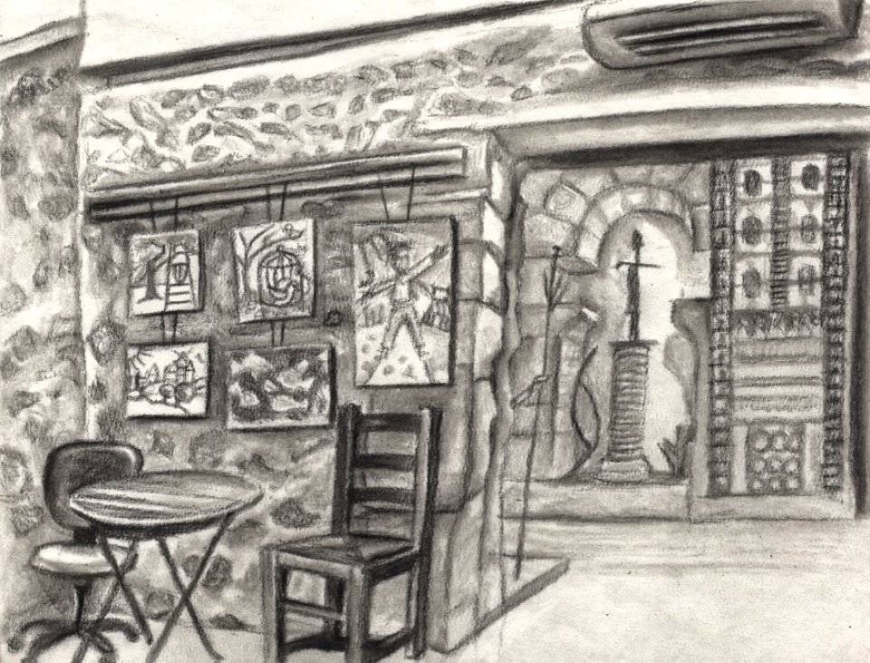 Dessin sur le motif de l'entrée de l'expo Mémoire vive a… 