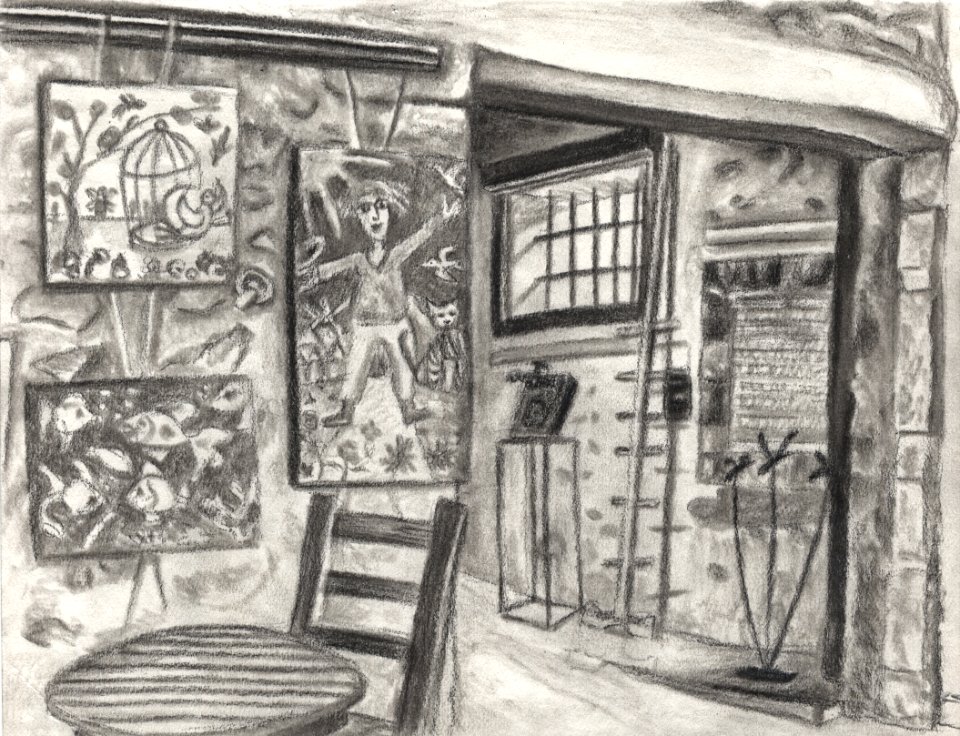 Dessin sur le motif de l'entrée de l'expo Mémoire vive a… 