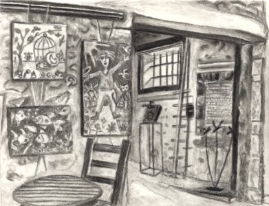 Dessin sur le motif de l'entrée de l'expo Mémoire vive a… 