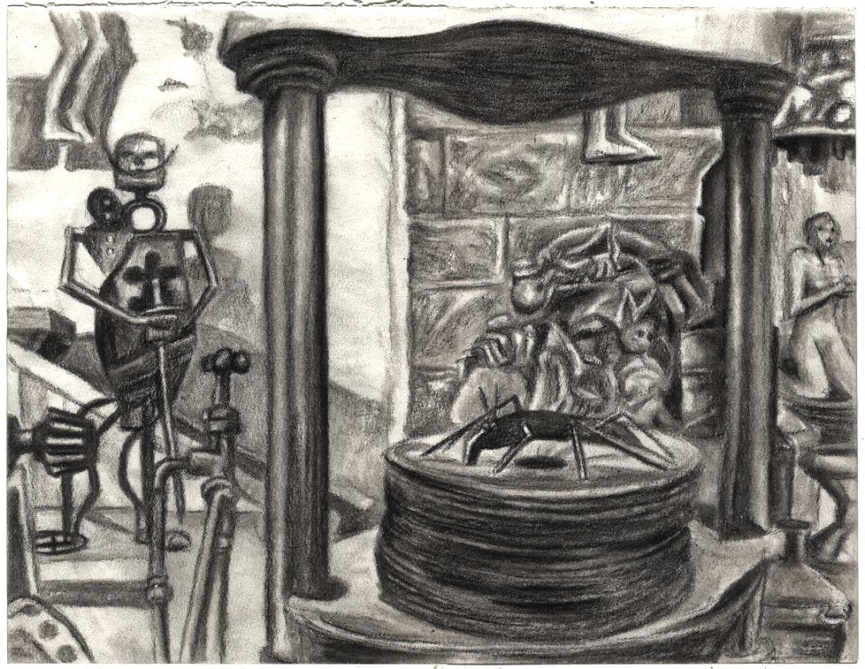 Dessin sur le motif de l'expo Mémoire vive au Moulin-mus… 