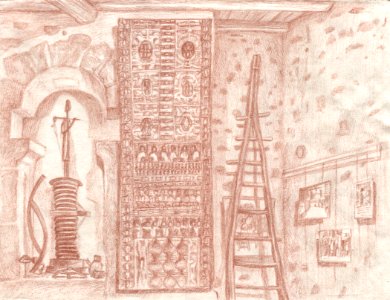 Dessin sur le motif de l'expo Mémoire vive au Moulin-mus… 