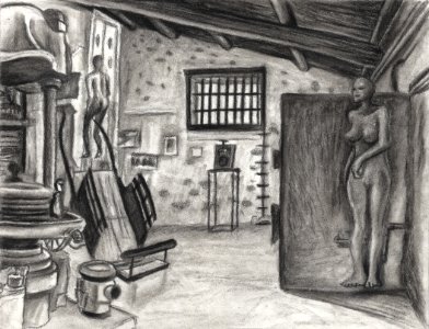 Dessin sur le motif de l'expo Mémoire vive au Moulin-mus… 