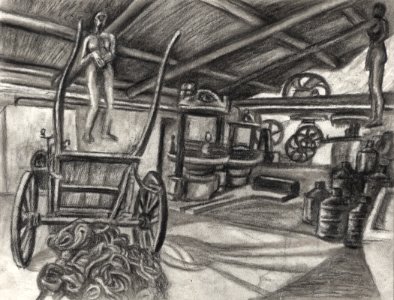 Dessin sur le motif de l'expo Mémoire vive au Moulin-mus… 
