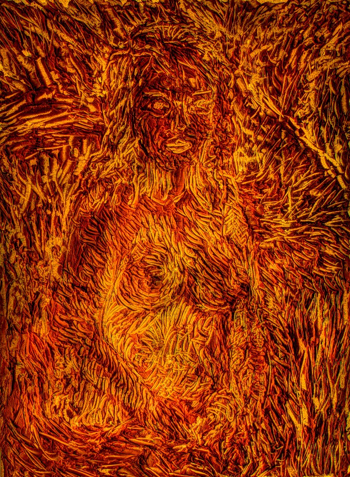 Renoir croqué à la petite cuillère... Huile sur papier A4… 