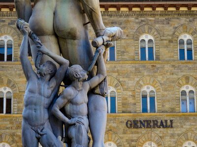 Statue fountain of neptune piazza della signoria photo