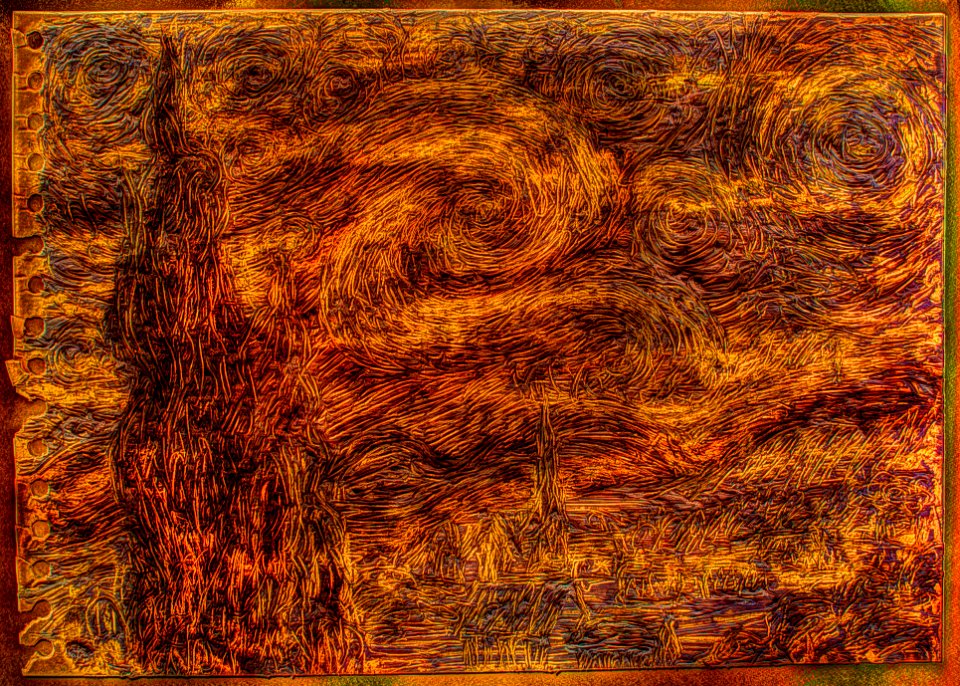 Huile sur papier A4 (sgraffite à l'aiguille à tricoter), … 