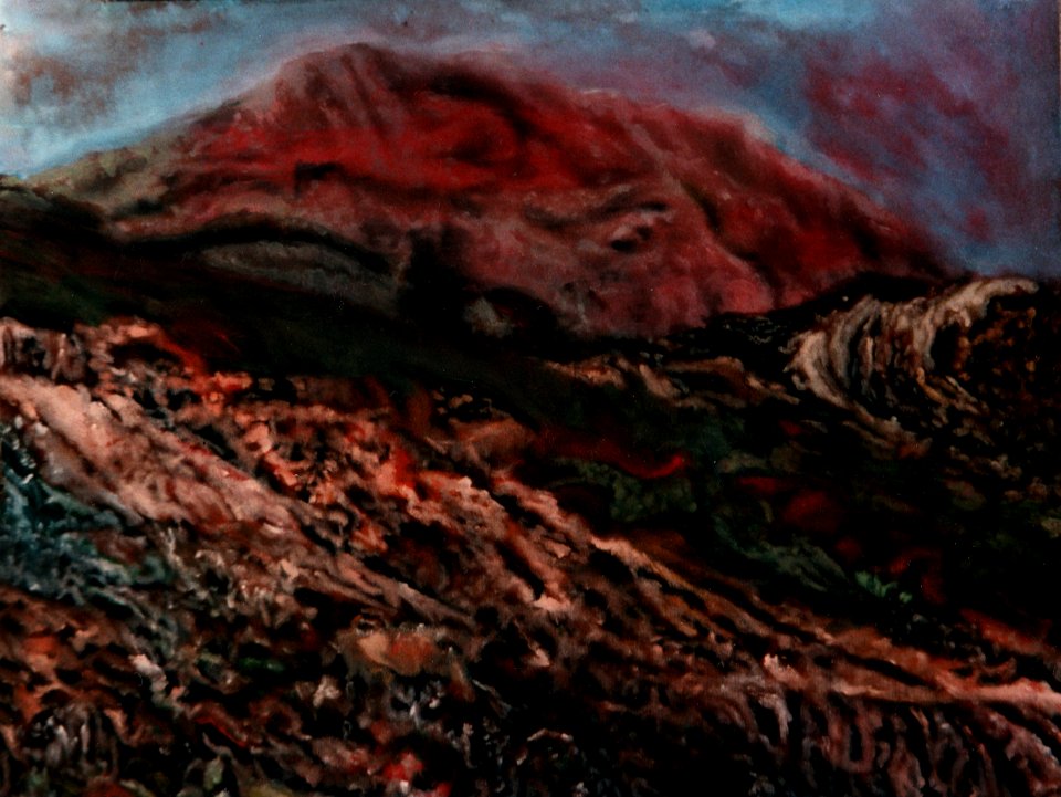 1995, huile sur bois, la Montagne Sainte Victoire 