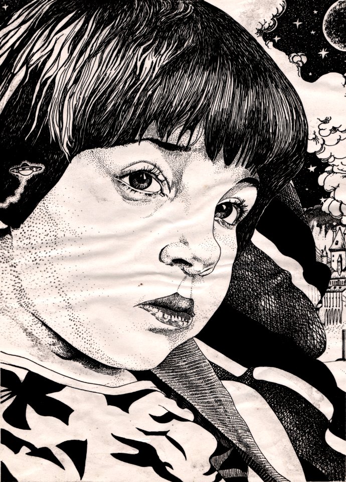 Dame Khushbu à 5 ans, rotring, 1986 