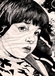 Dame Khushbu à 5 ans, rotring, 1986 