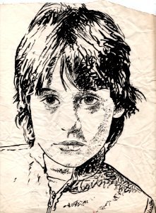 1983, encre de chine au pinceau sur papier A4, Sandy photo