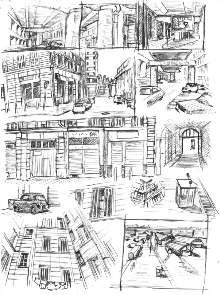 marseille, quartier de la joliette, crayon à bille, 1989 