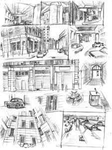 marseille, quartier de la joliette, crayon à bille, 1989 