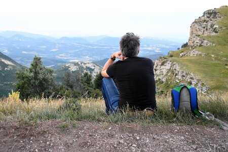 Nature mountain top sit photo