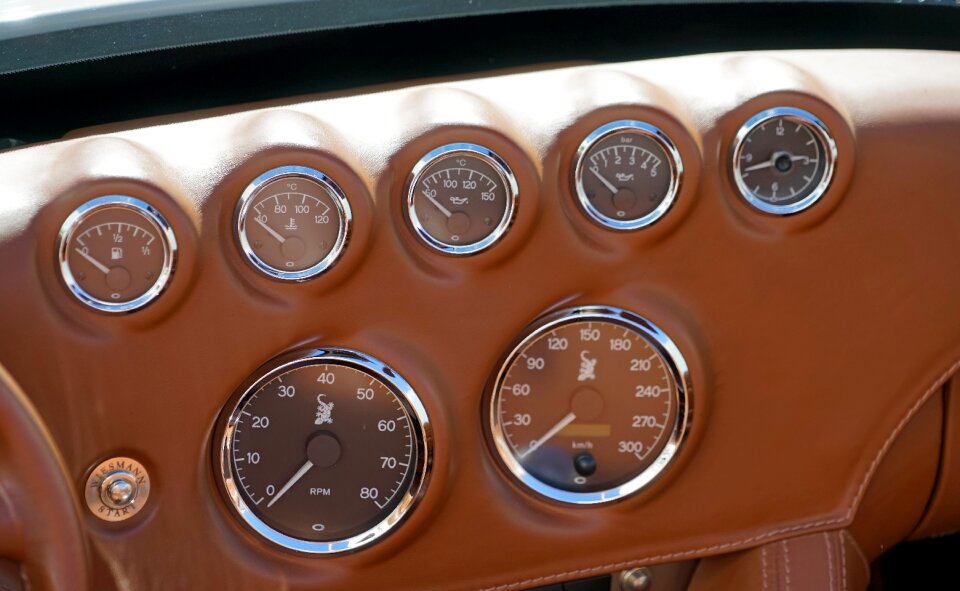 Leather dashboard instrument panel