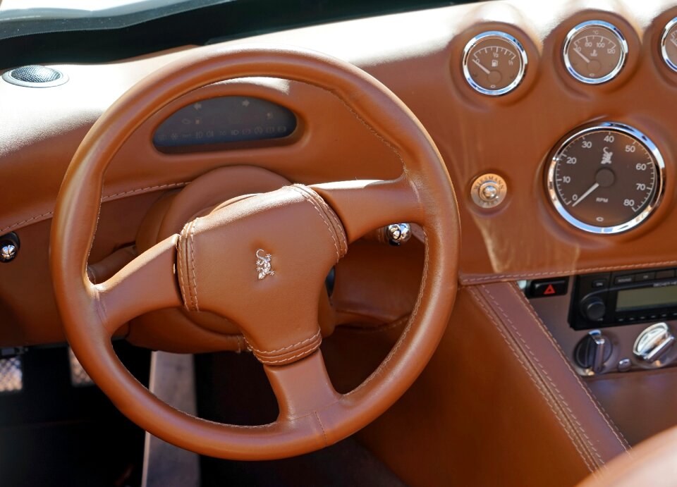 Leather dashboard instrument panel