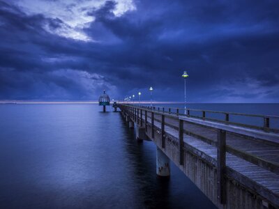 Blue hour baltic sea clouds