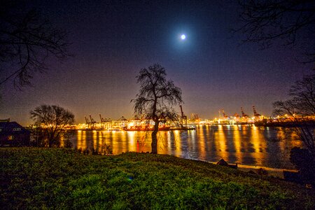 Water ship hamburg skyline photo