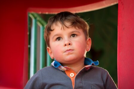 Boy red caucasian photo