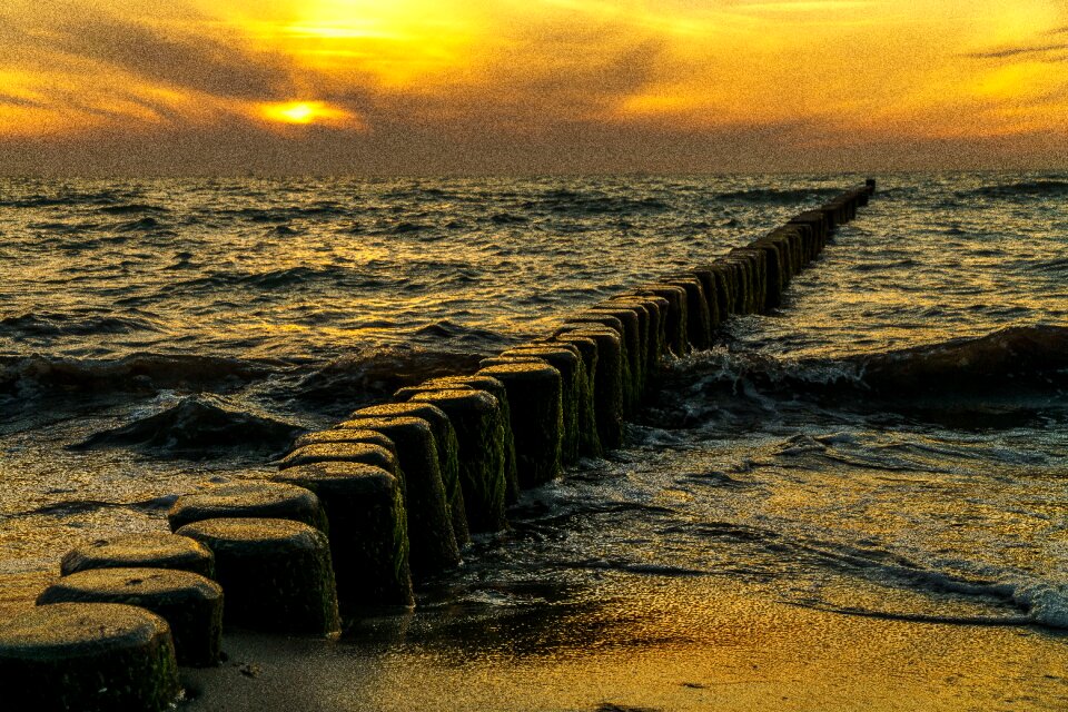 Baltic sea evening sun beach landscape photo