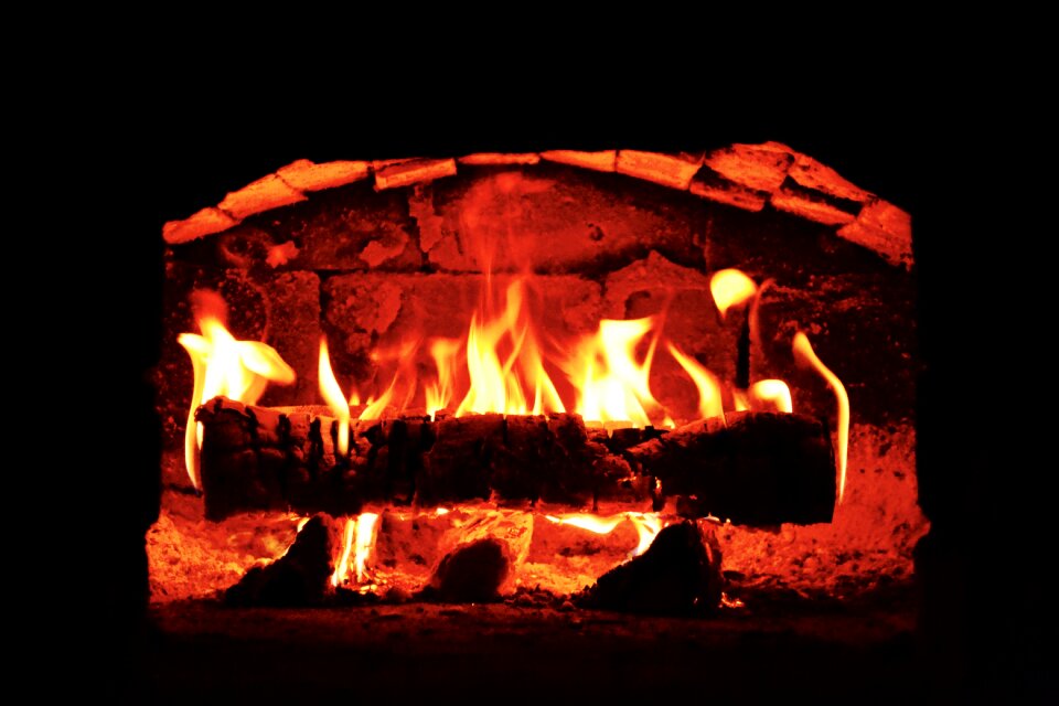 Traditional brick fireplace