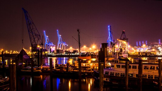 Container port night cranes