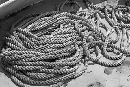 Nautical tangled rope coiled rope photo