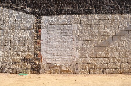 Brick wall bluestone photo