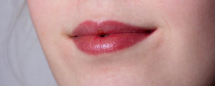 Red lips girl gloss photo