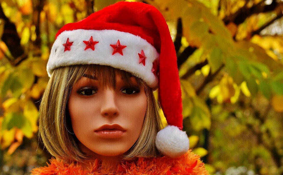 Santa hat face young