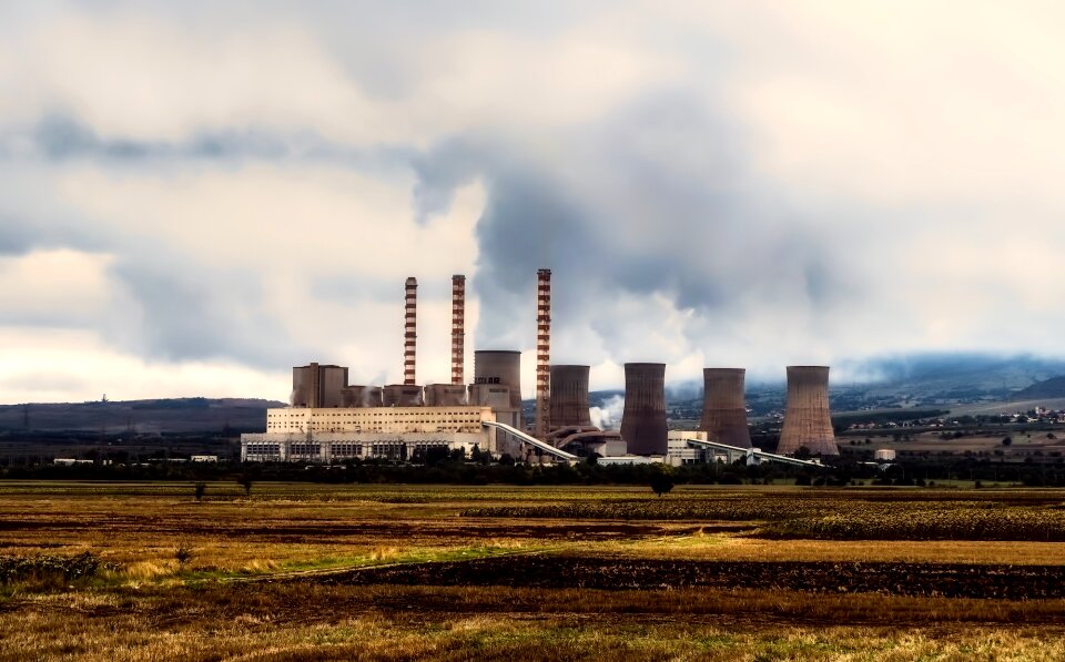 Smokestacks smoke landscape