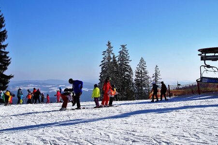 Snow skiers skiing photo