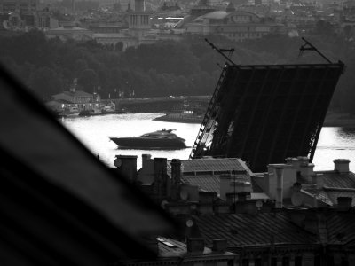 Risen bridge and someone's yacht photo