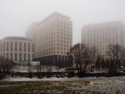 Foggy buildings photo