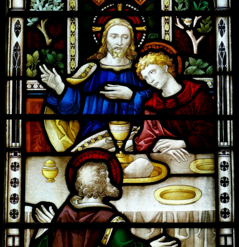 Stained glass old window bible