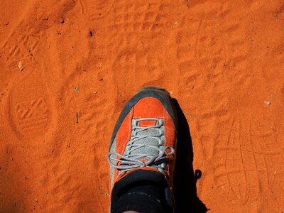 Sand tracks in the sand footprints photo