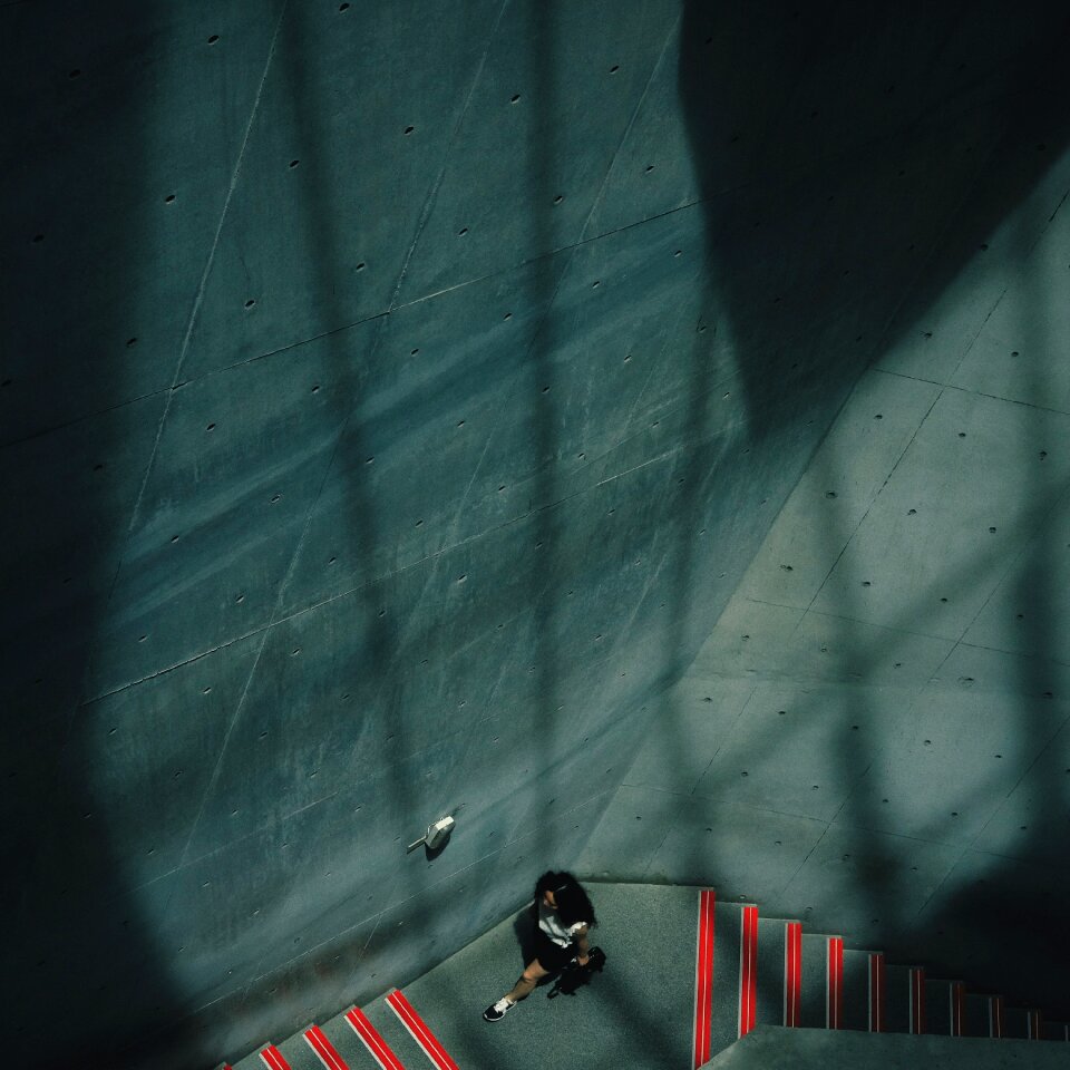 Person stairs woman