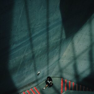 Person stairs woman
