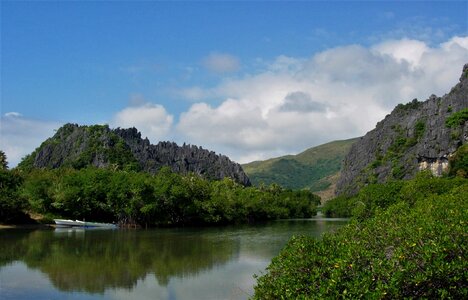 East coast new caledonia basalt columns tropical landscape