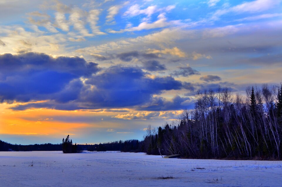 Frozen lake colors clouds photo