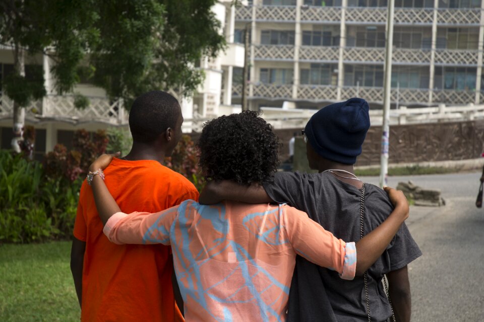 Back view group people