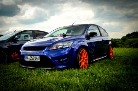 ST blue with orange wheels 