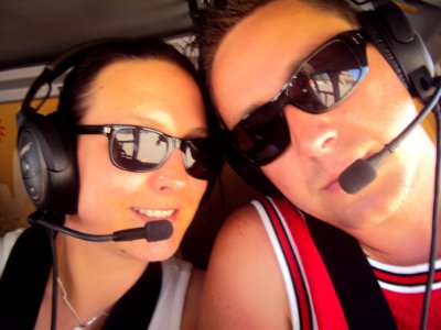 in the helicopter 