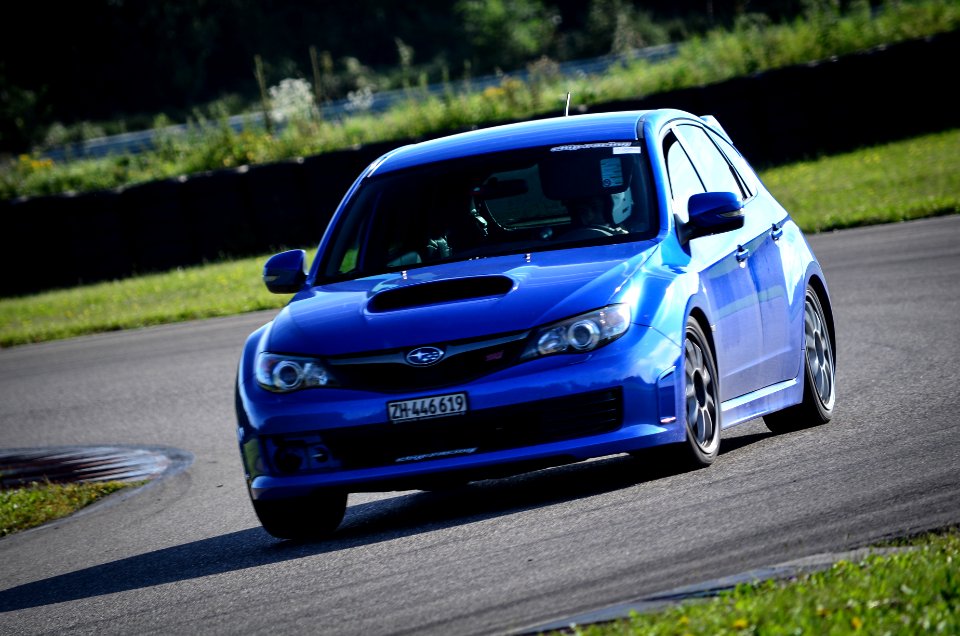 blue hatchback 