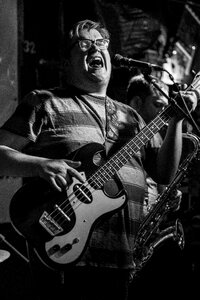 Black and white scream rock and roll photo