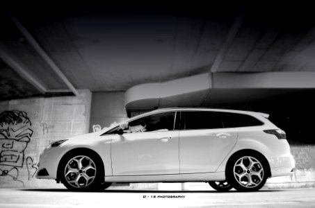 focus ST wagon in black and white photo