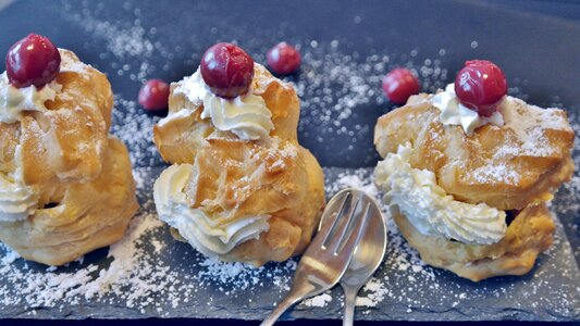 Baked goods delicious choux pastry photo
